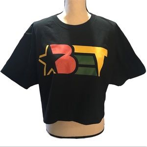 BET Black Entertainment Television Cropped Top T-Shirt BET Spell Out Logo Large